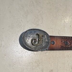 Silver and Brown Western Belt